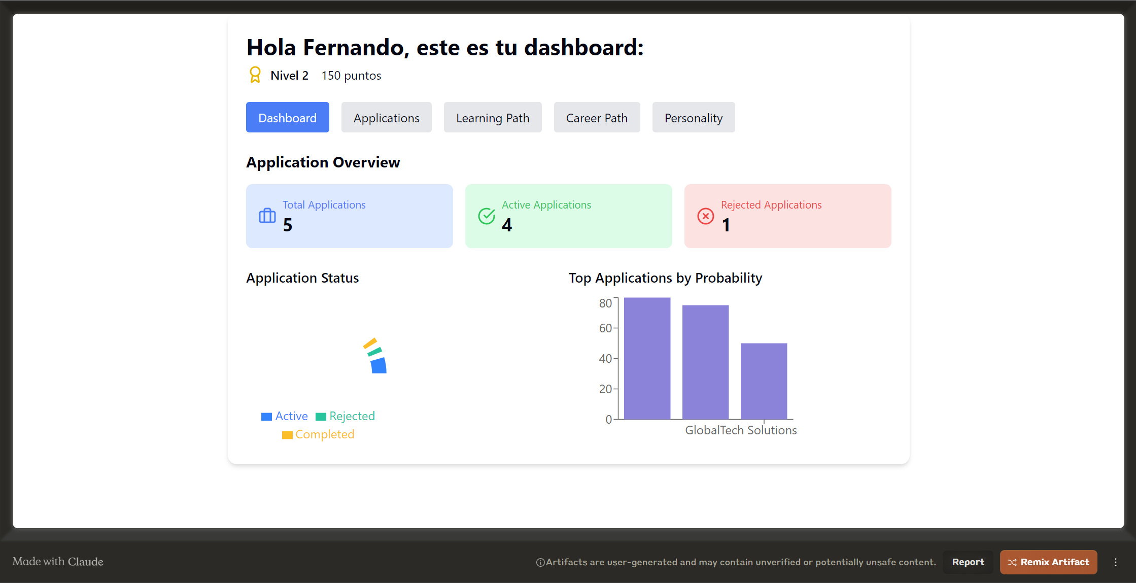 O artefato de busca de emprego é um artefato de busca de emprego em Claude, que é uma espécie de assistente / CRM, e você pode usá - lo e remixá - lo 