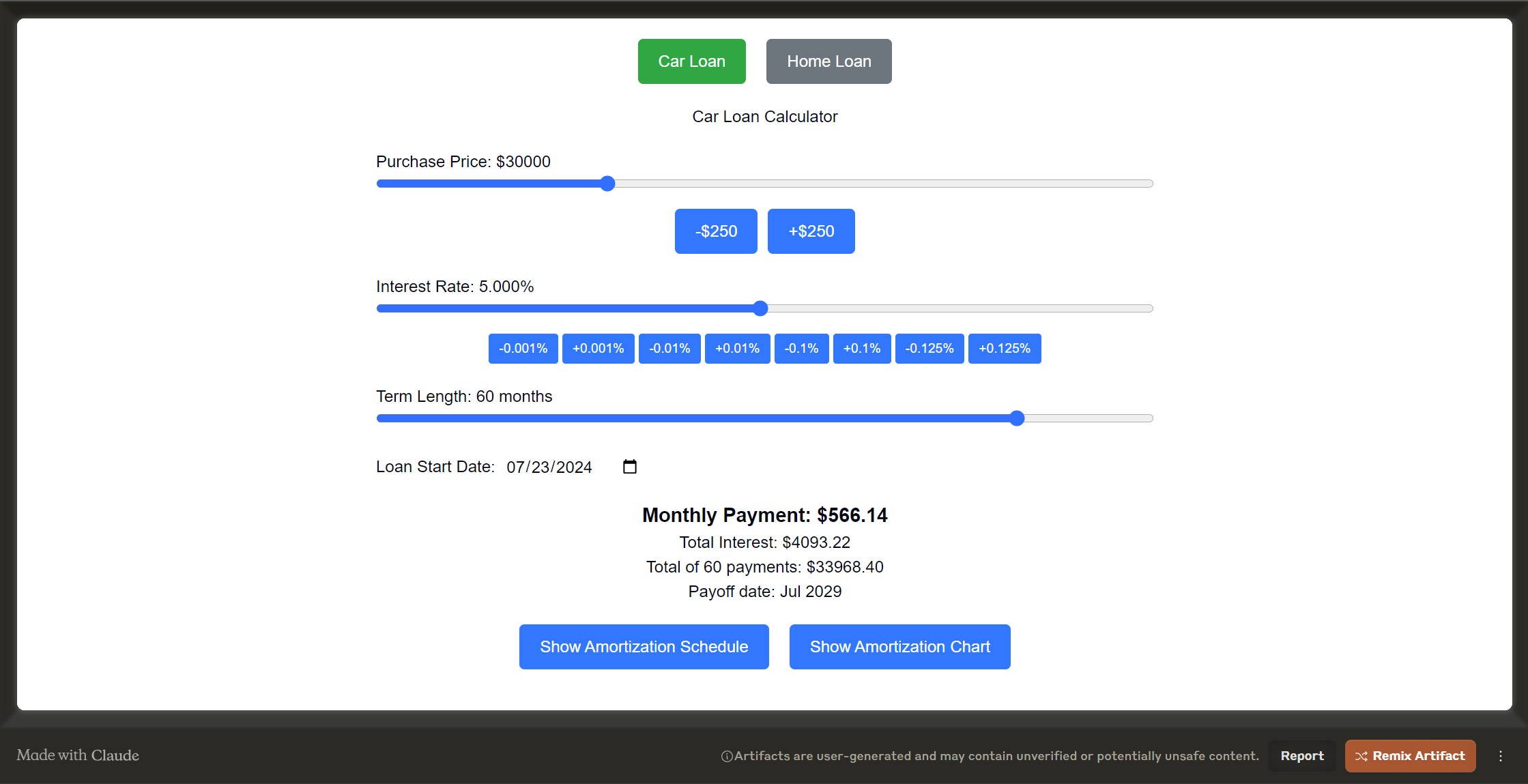 Explore our comprehensive Loan Calculator to accurately estimate your monthly payments and total interest on a $30,000 car loan with a 5.000% interest rate over 60 months. Plan ahead and make informed financial decisions effortlessly!